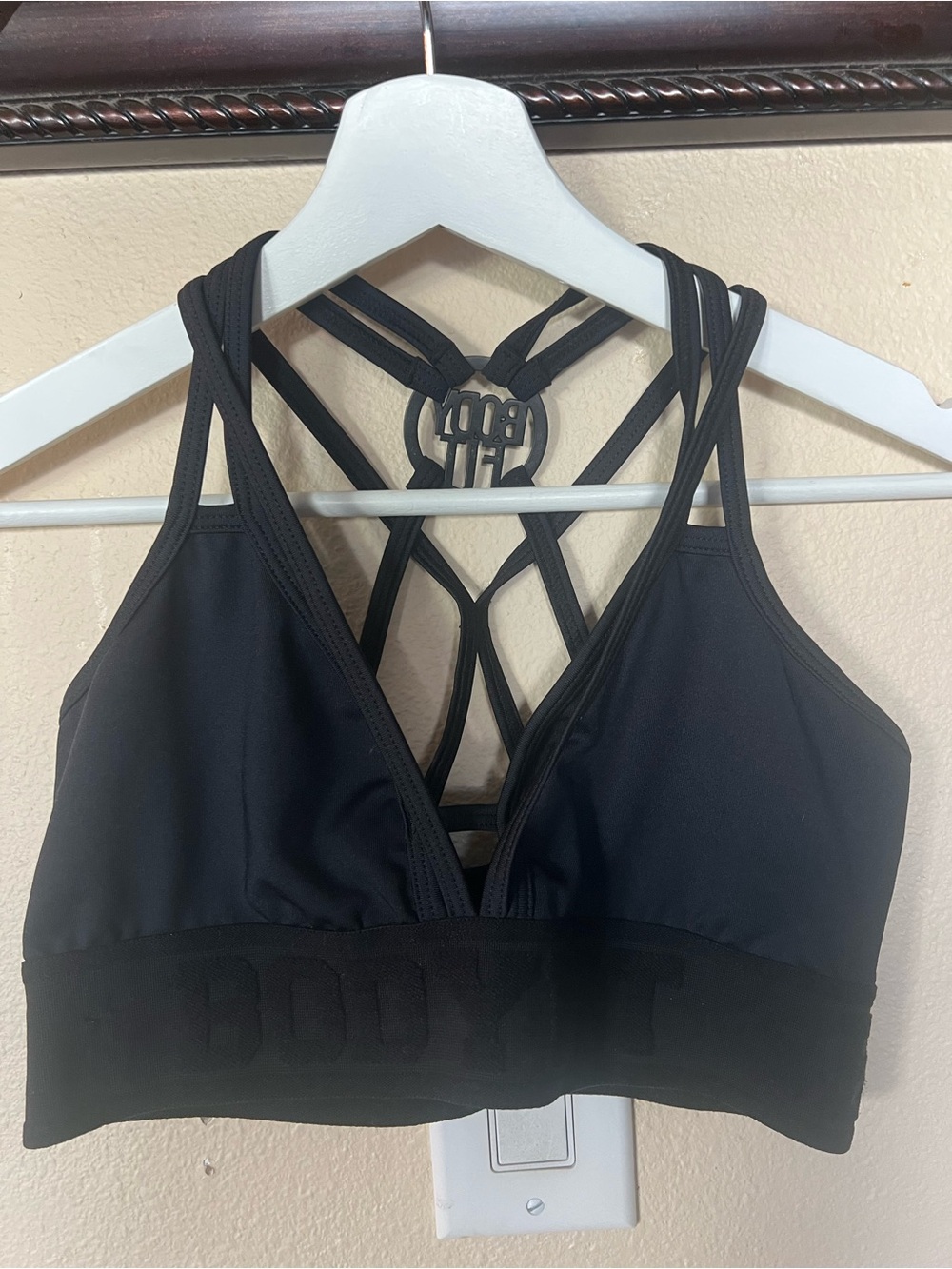Strappy Black Sports Bra with Crisscross Back
